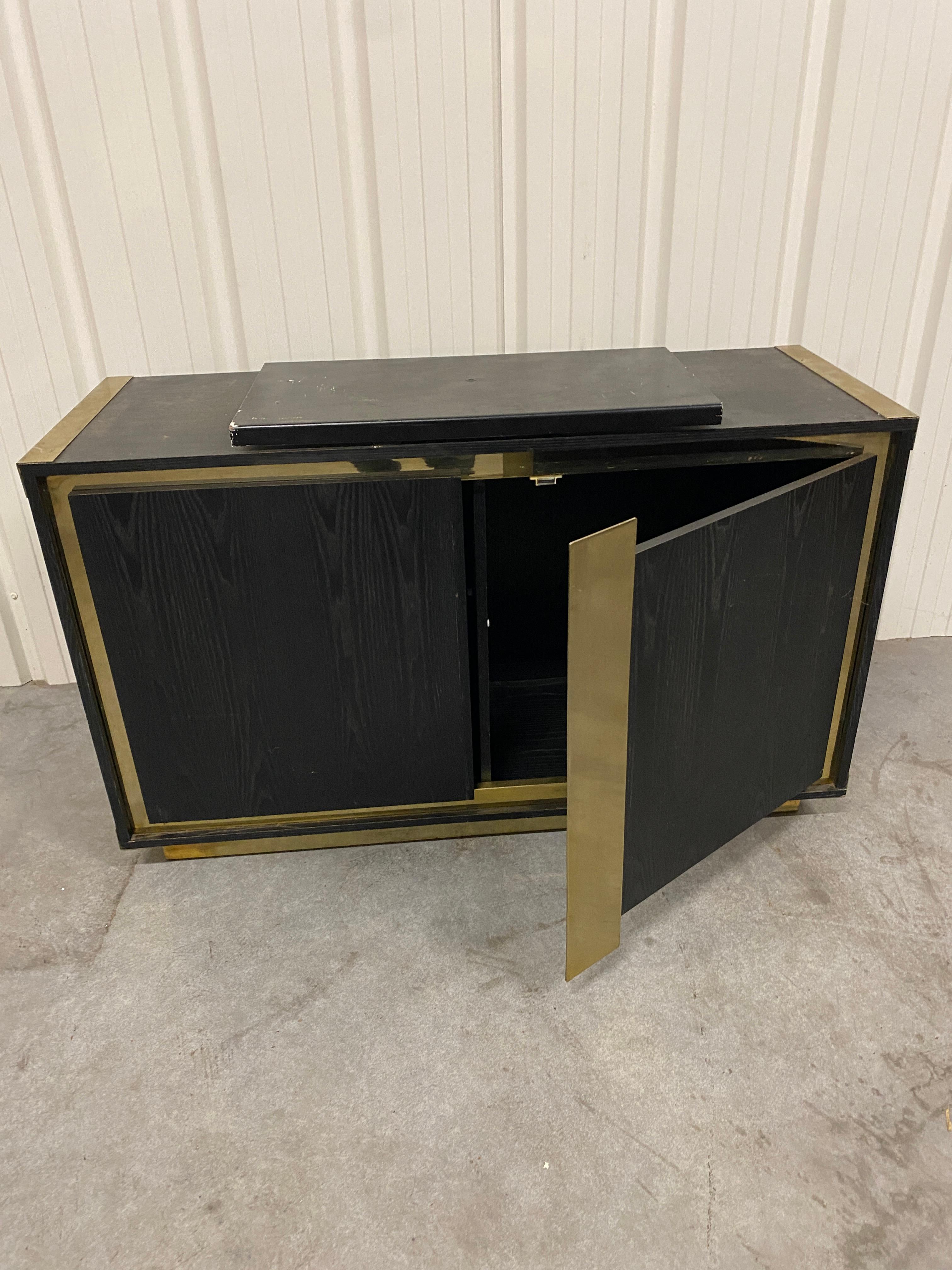 Small sideboard in blackened oak and brass circa 1970  For Sale 1