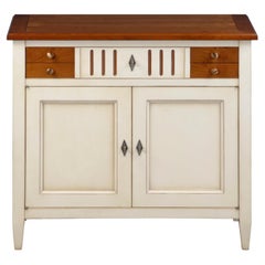 Small Sideboard in Solid Cherry and White-Cream Lacquered