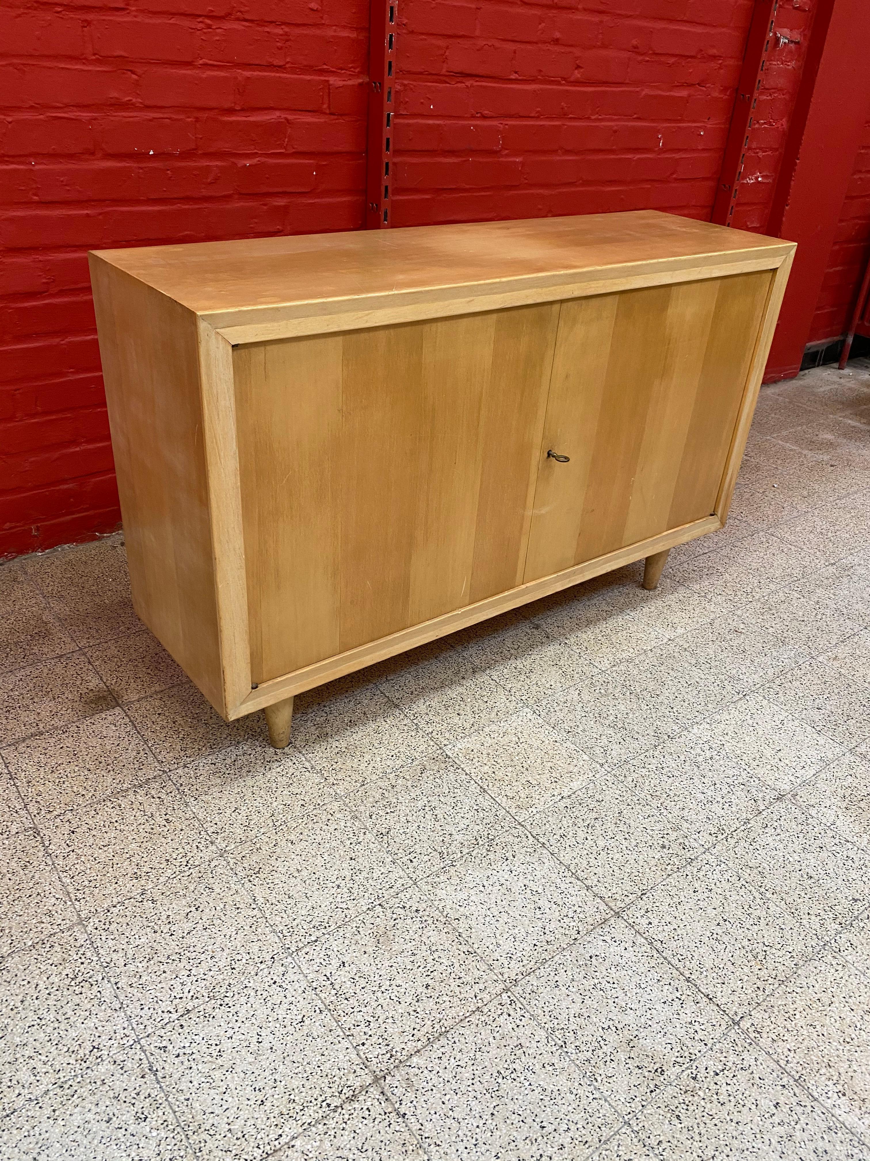 Small Sideboard in Stained Beech, circa 1950 in the Style of Gérard Guermonprez For Sale 3