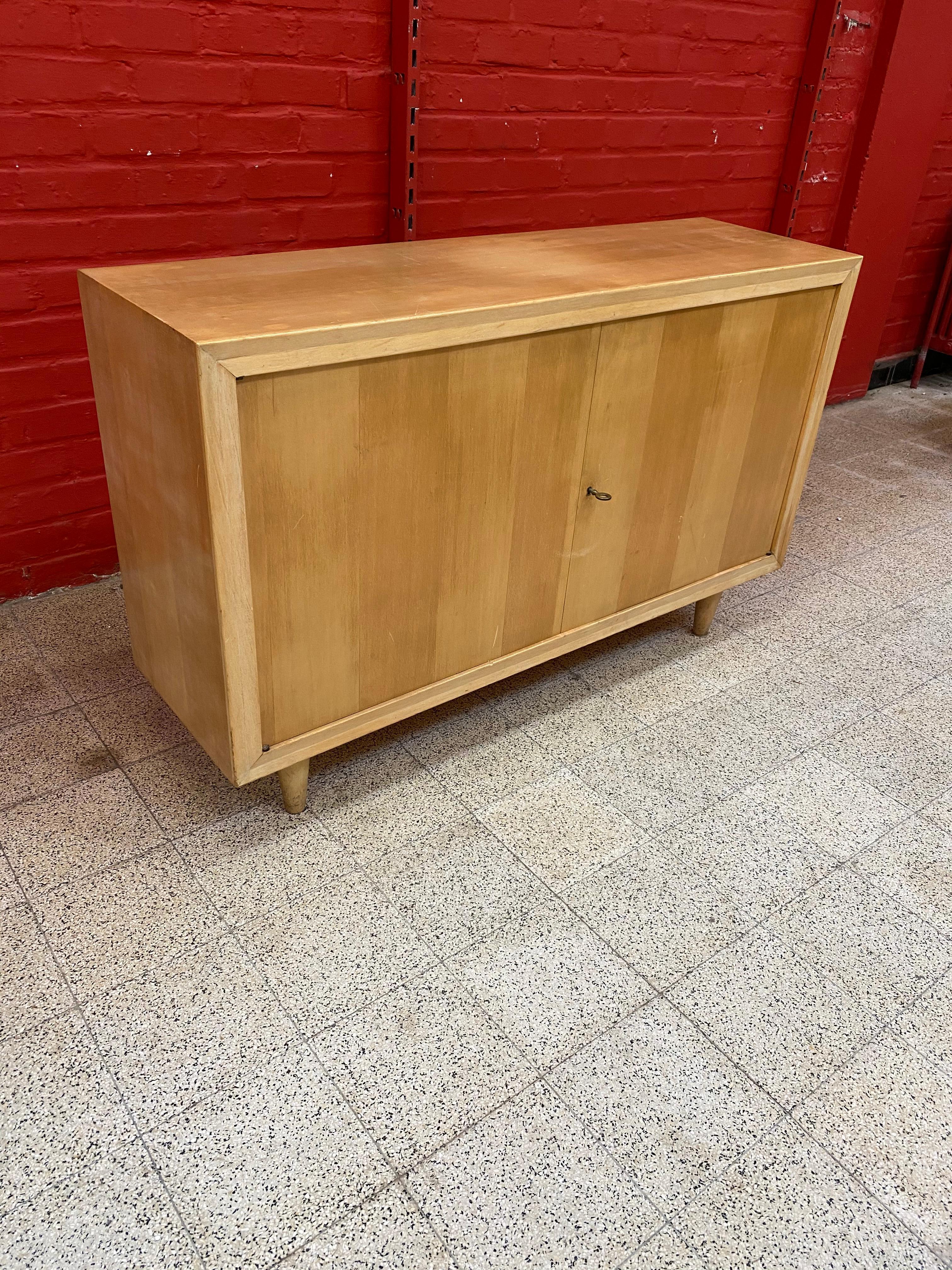 Small sideboard in stained beech, circa 1950
in the style of Gérard Guermonprez.