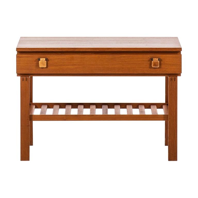 Small Sideboard in Teak and Leather Produced in Sweden