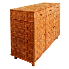 Small sideboard with bamboo marquetry – Italy 1970