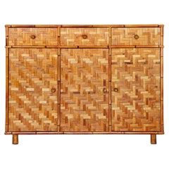Small sideboard with bamboo marquetry – Italy 1970