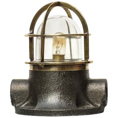 Small Signal Lamp in Brass and Patinated Cast Iron, circa 1960