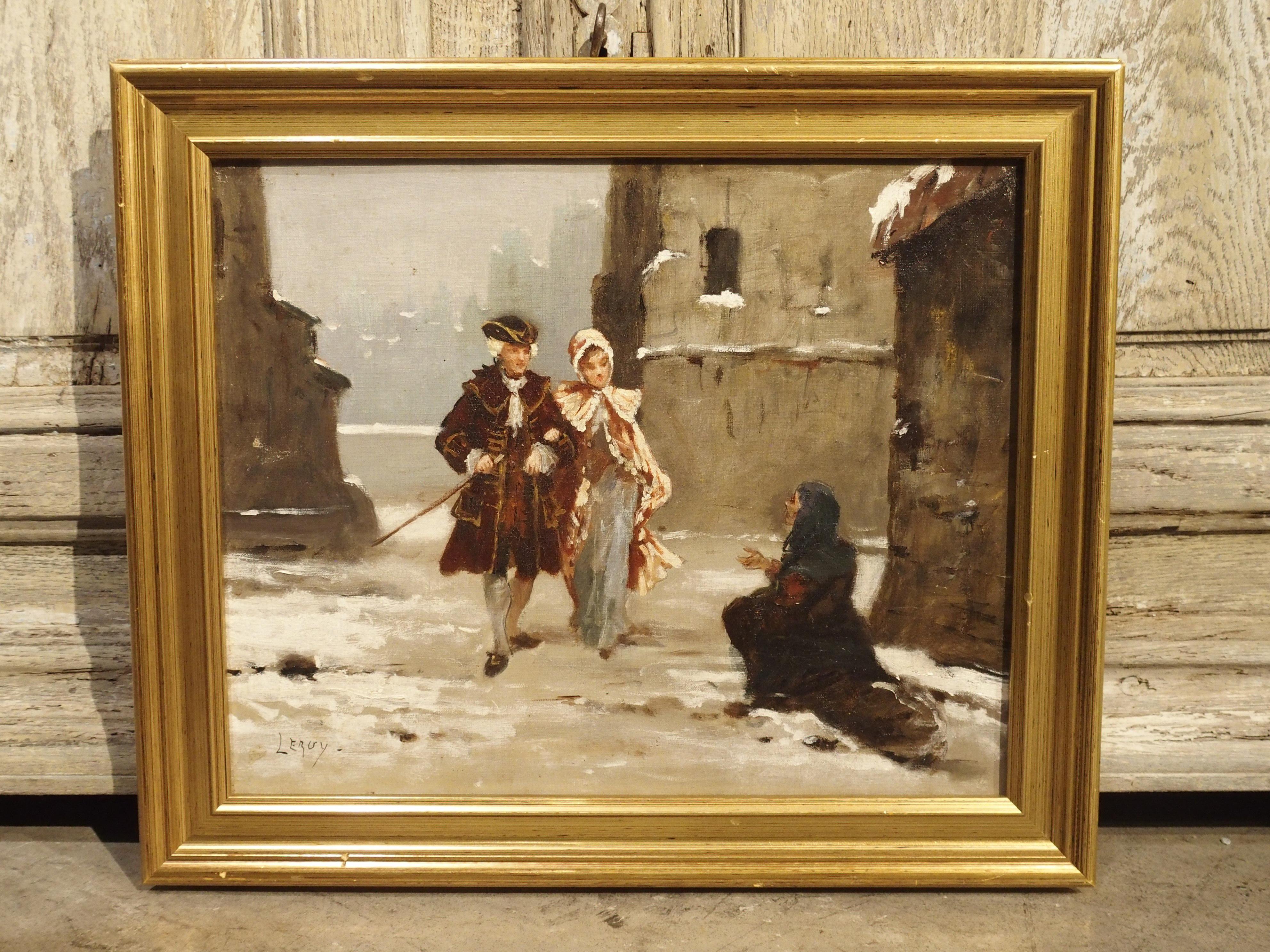 Small Signed Antique Oil on Canvas, Parisian Beggar Woman 3