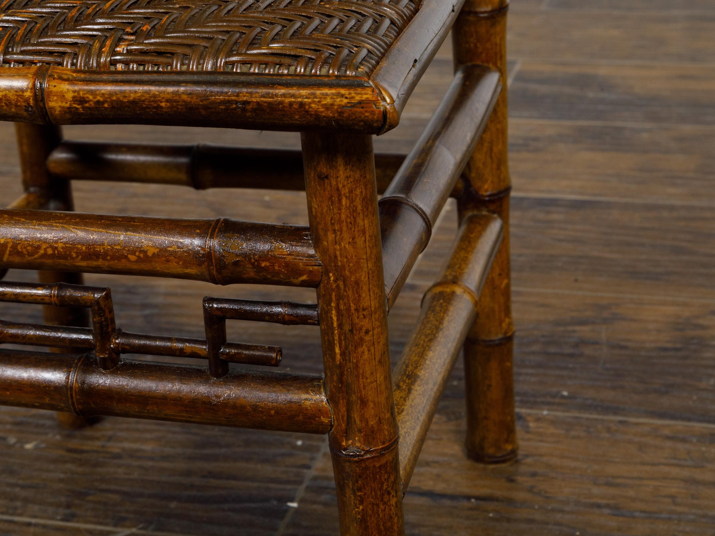 Small Signed Perret et Vibert Late 19th Century Chinoiserie Bamboo Chair For Sale 4