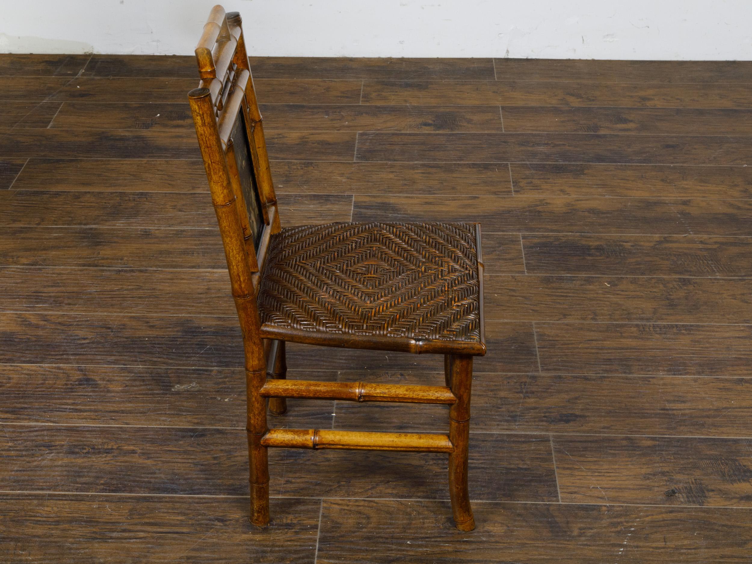 Inlay Small Signed Perret et Vibert Late 19th Century Chinoiserie Bamboo Chair For Sale