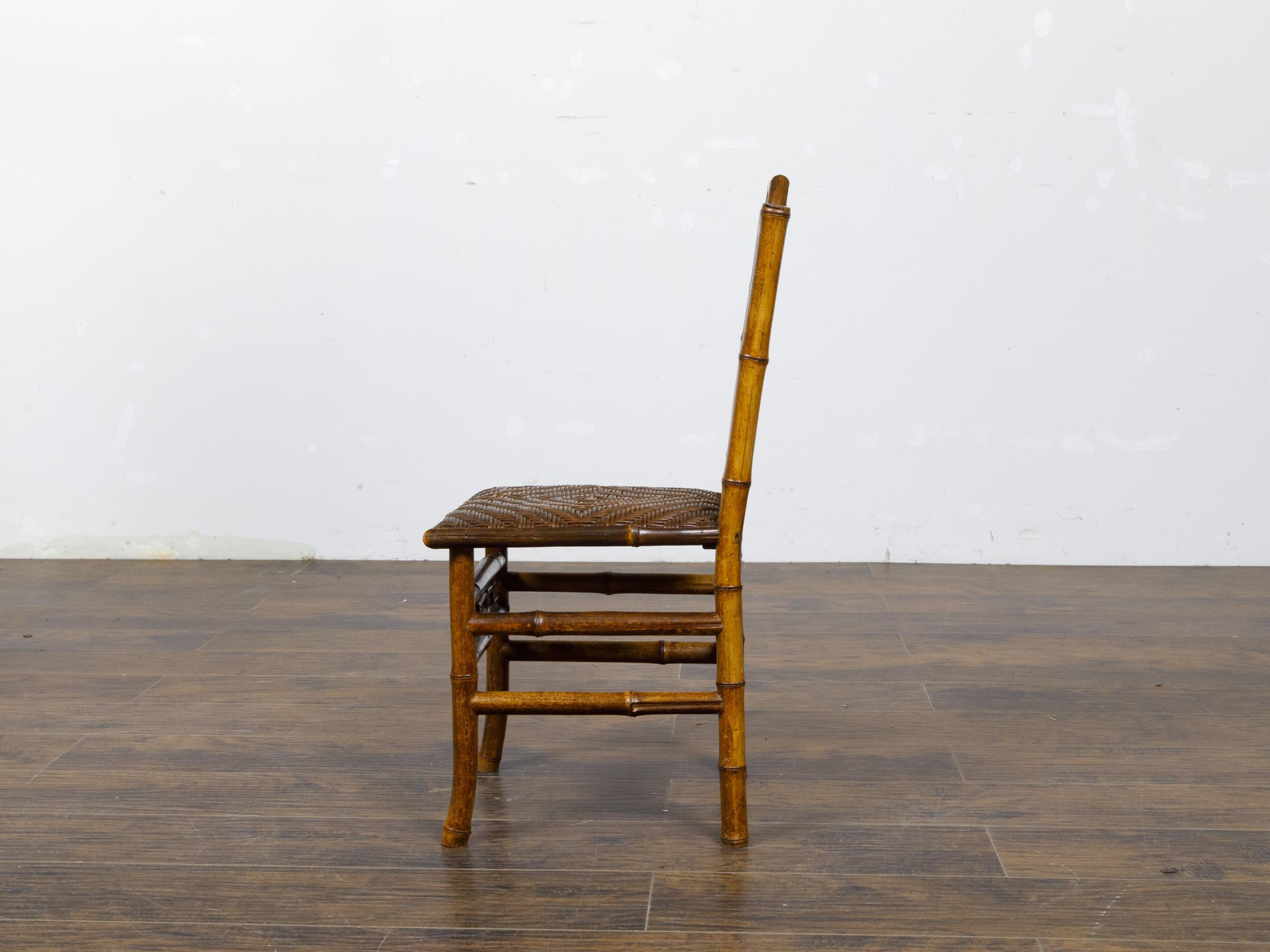 XIXe siècle Petite chaise en bambou signée Perret et Vibert Fin 19ème siècle Chinoiserie en vente
