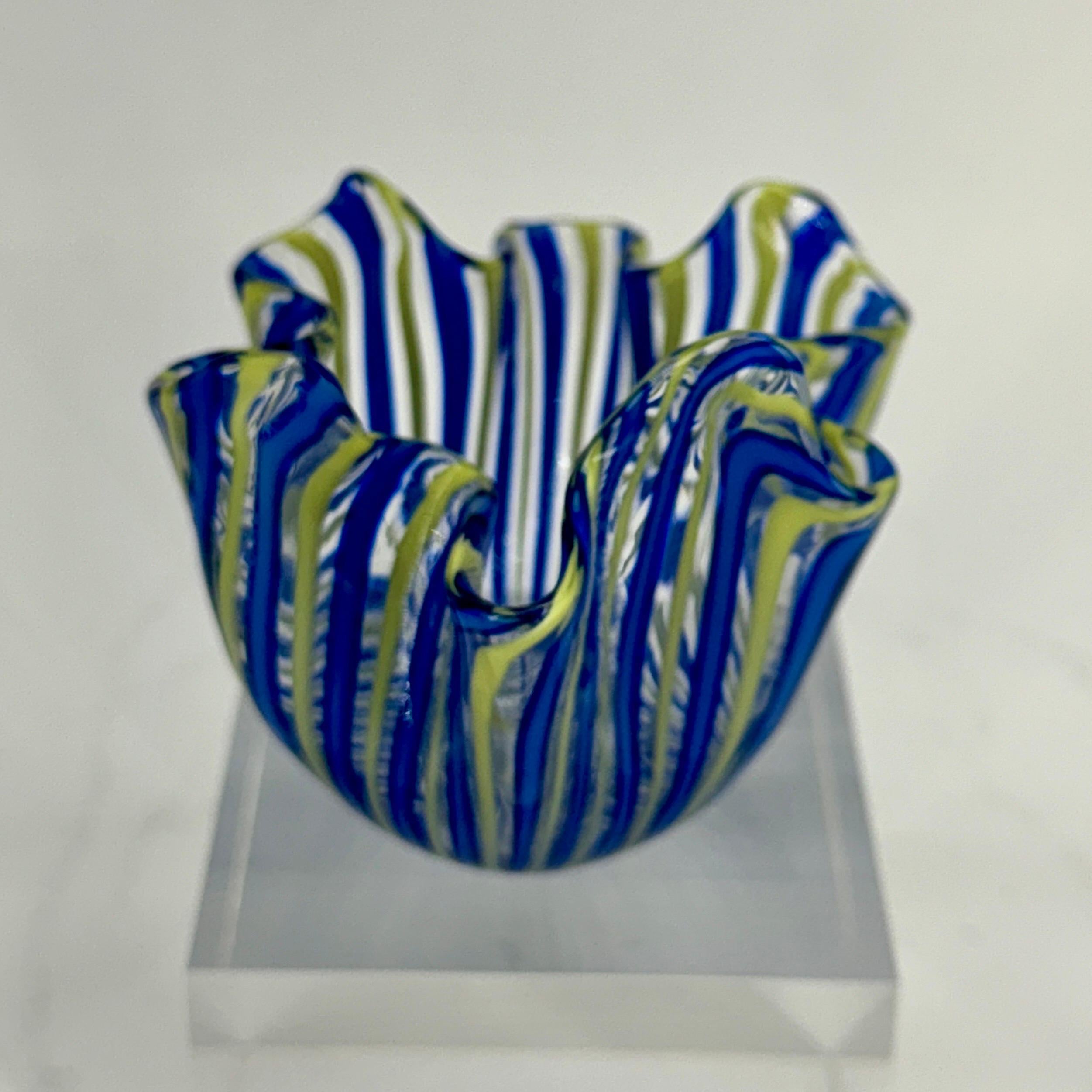 Mid-20th Century Small Signed Venini Fazzaletto Glass Handkerchief Vase