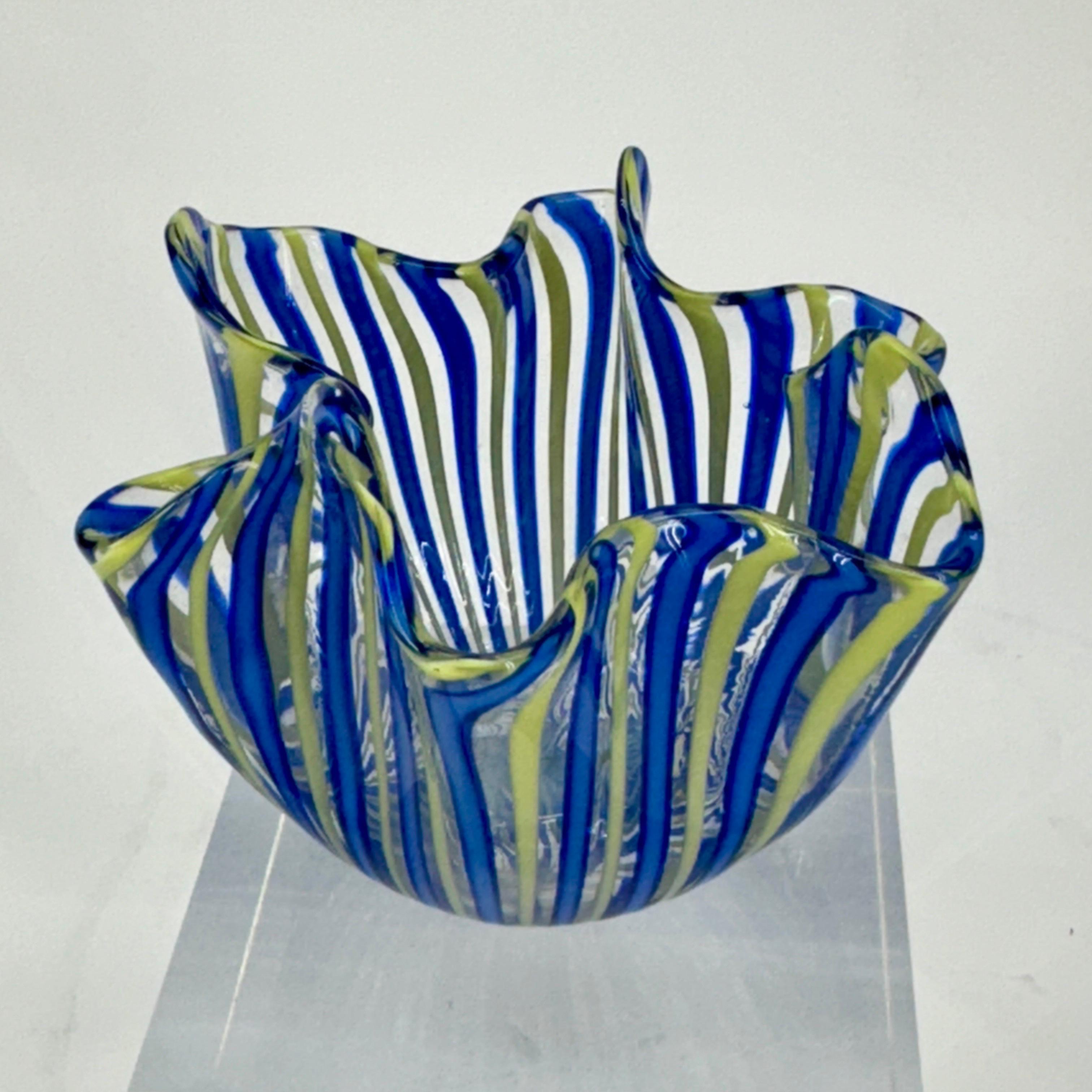 Art Glass Small Signed Venini Fazzaletto Glass Handkerchief Vase