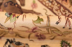 Persischer Qum-Teppich aus Seide mit Jagdszenen aus Qum. 3 ft 5 in x 5 ft 1 in