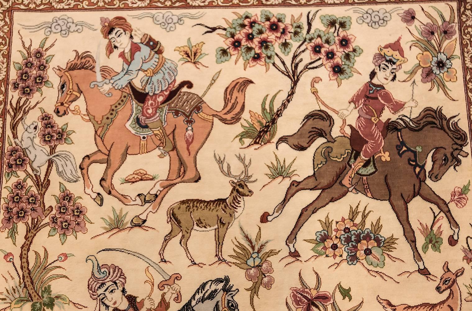 persian rug hunting scene