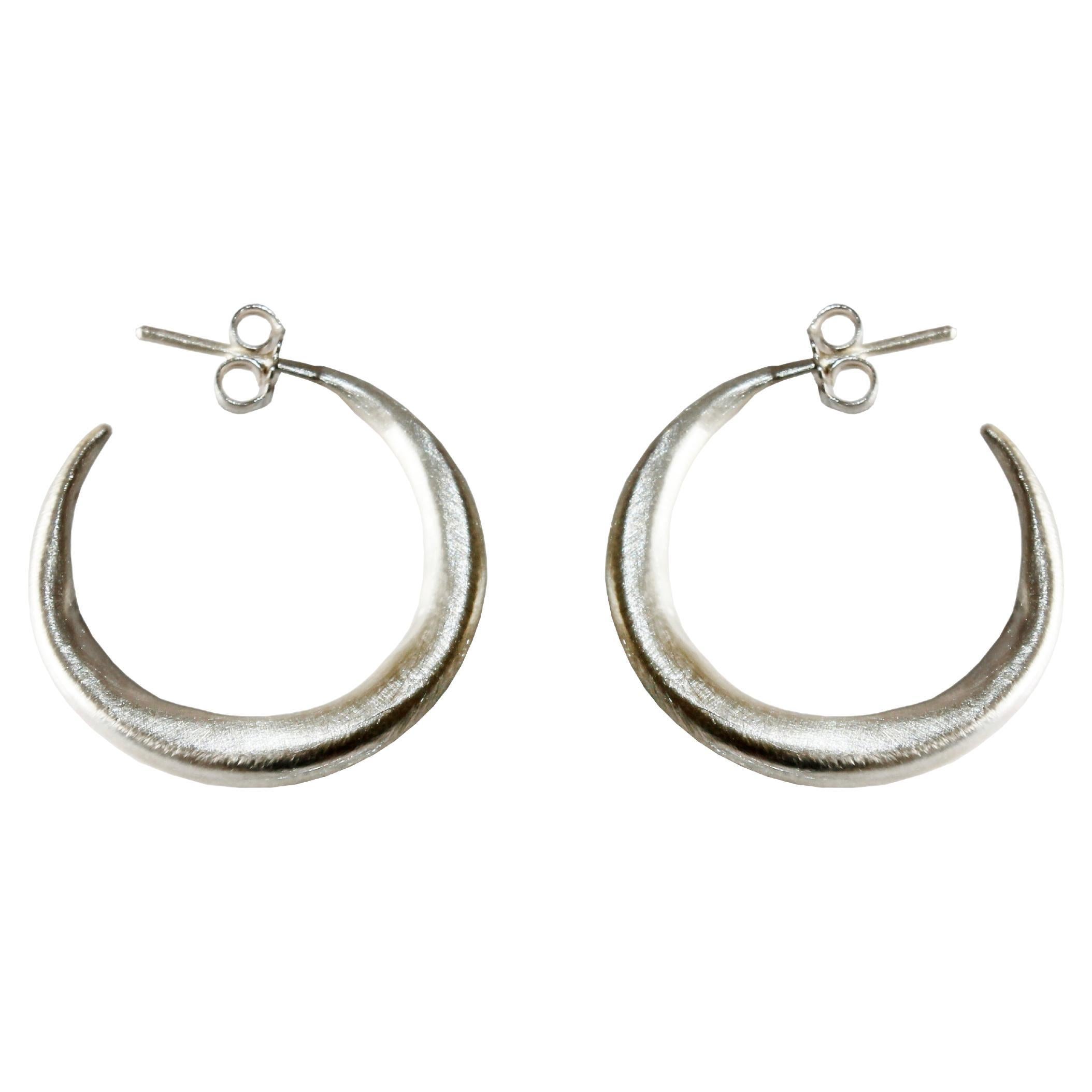 Small Silver Chenier Hoop Earrings For Sale