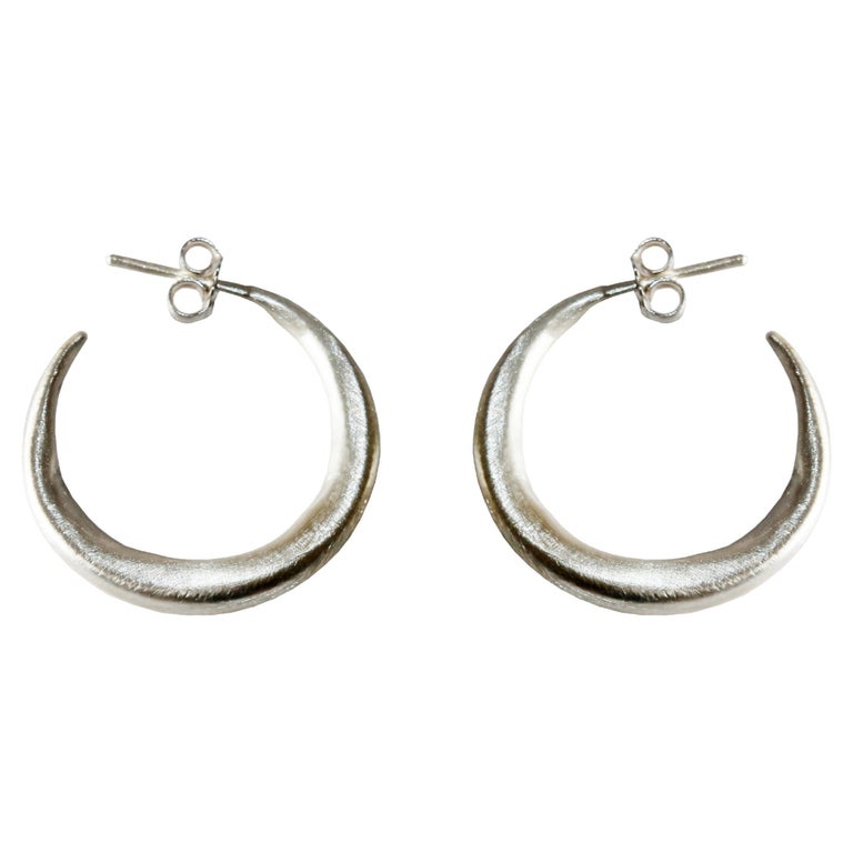 Small Silver Chenier Hoop Earrings For Sale at 1stDibs