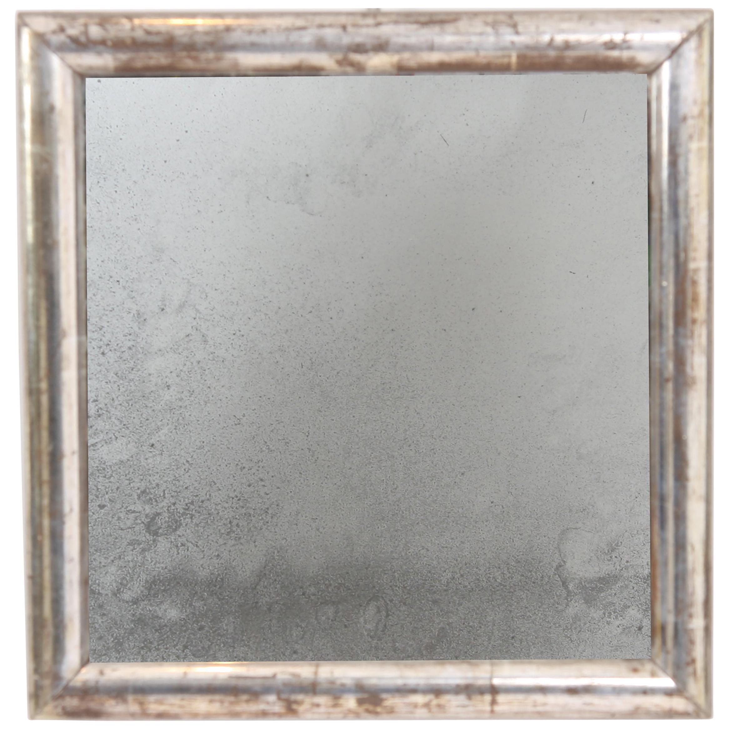 Small Silver Leaf Mirror For Sale