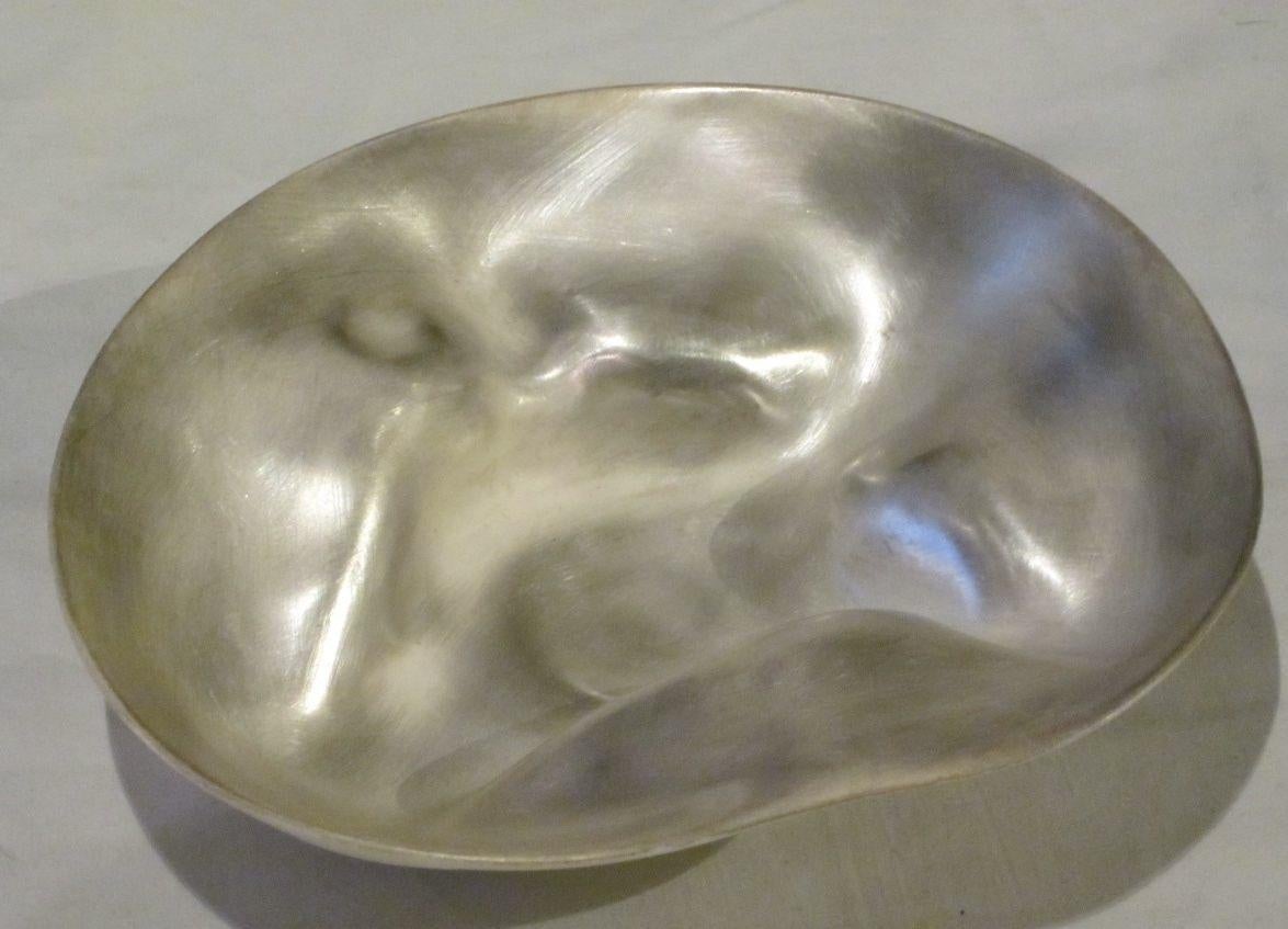 Hand-Crafted Small Silver Leaf Organic Shape Bowl, Italy, Contemporary For Sale