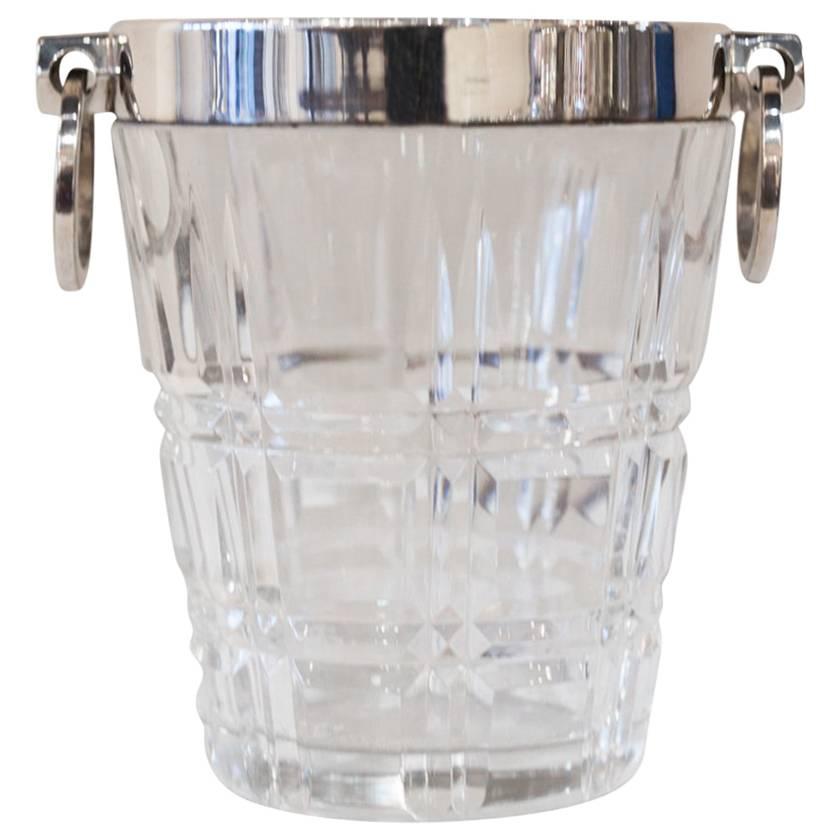 Small Silver Plated Glass Ice Bucket, circa 1890