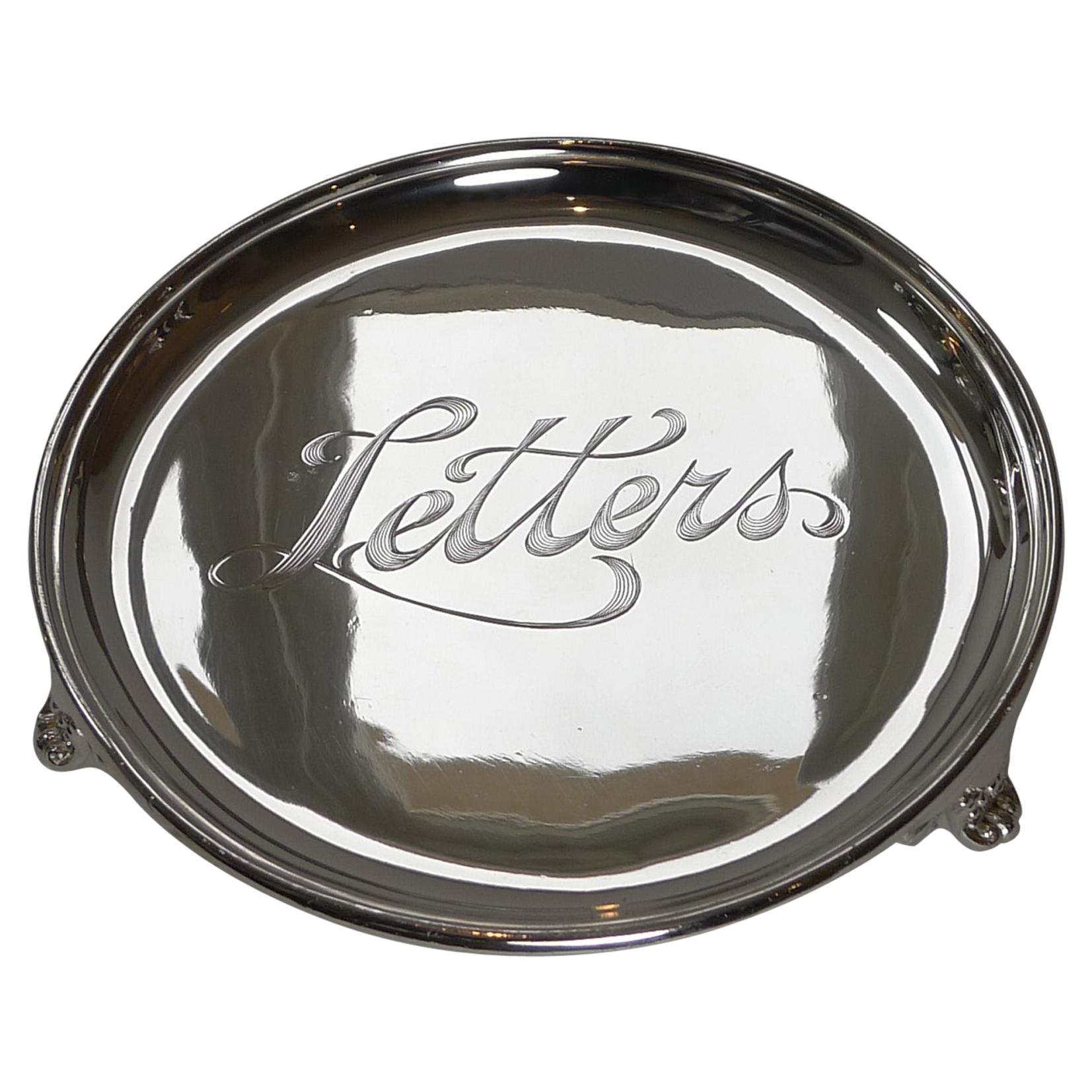 Small Silver Plated "Letters" Tray by Elkington, 1907