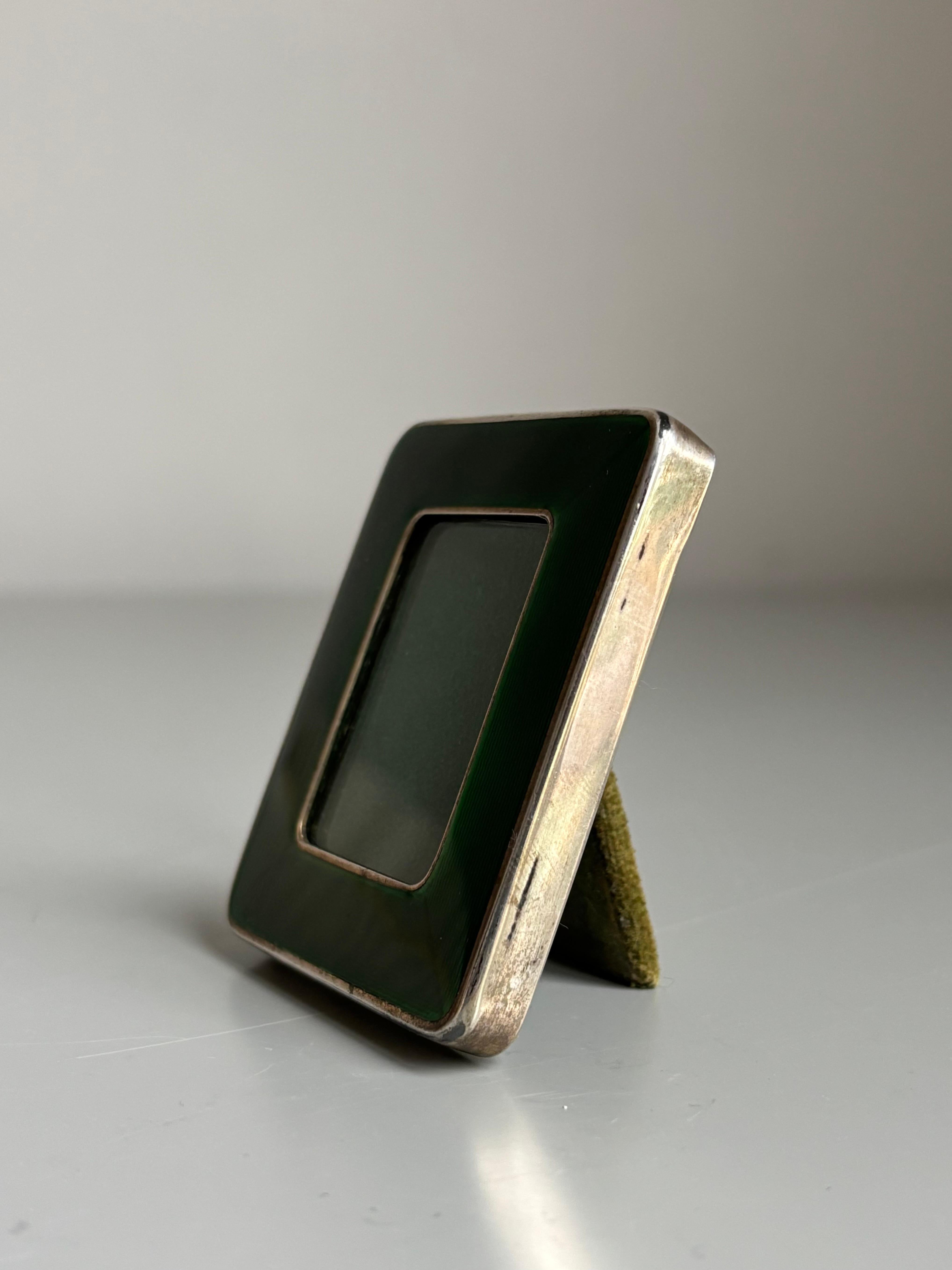 Silver Salimbeni (attr.) Green Enamel Picture Frame For Sale 5