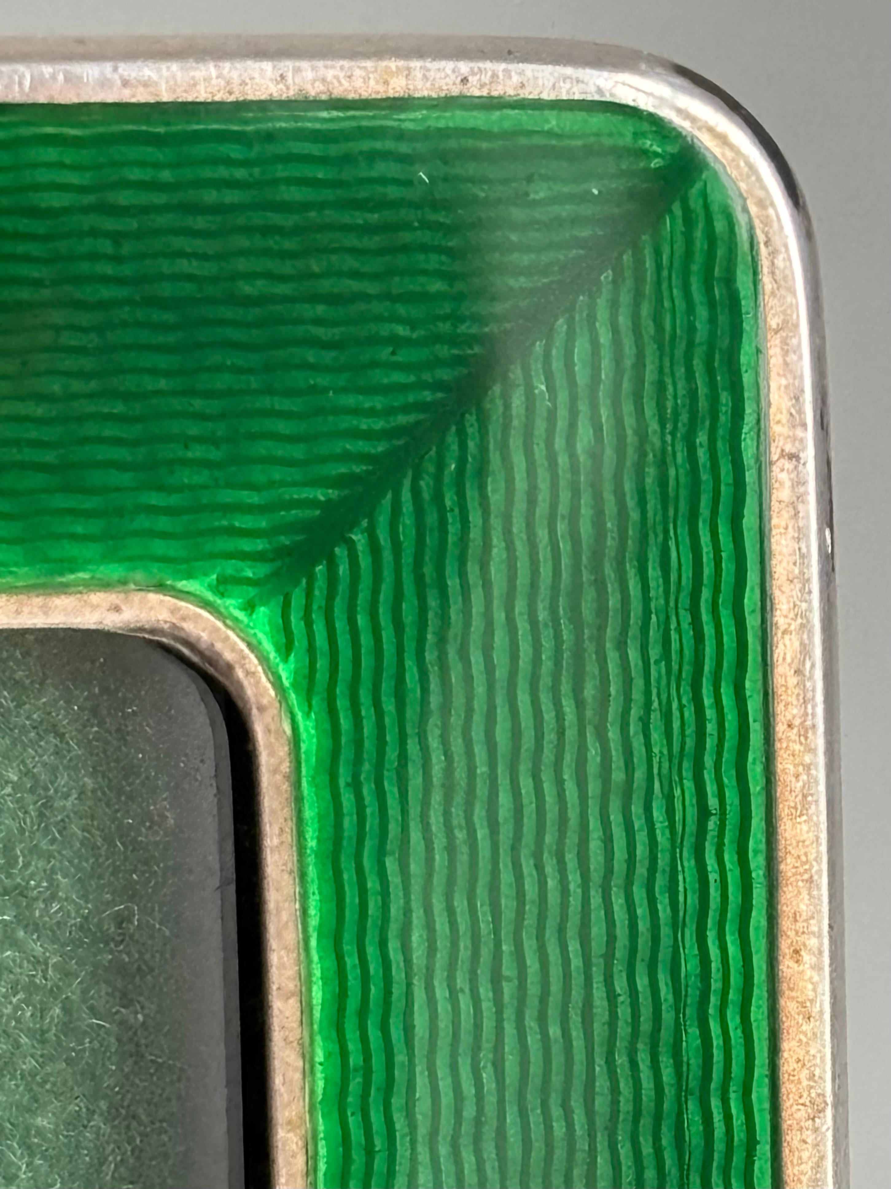 Hollywood Regency Silver Salimbeni (attr.) Green Enamel Picture Frame For Sale