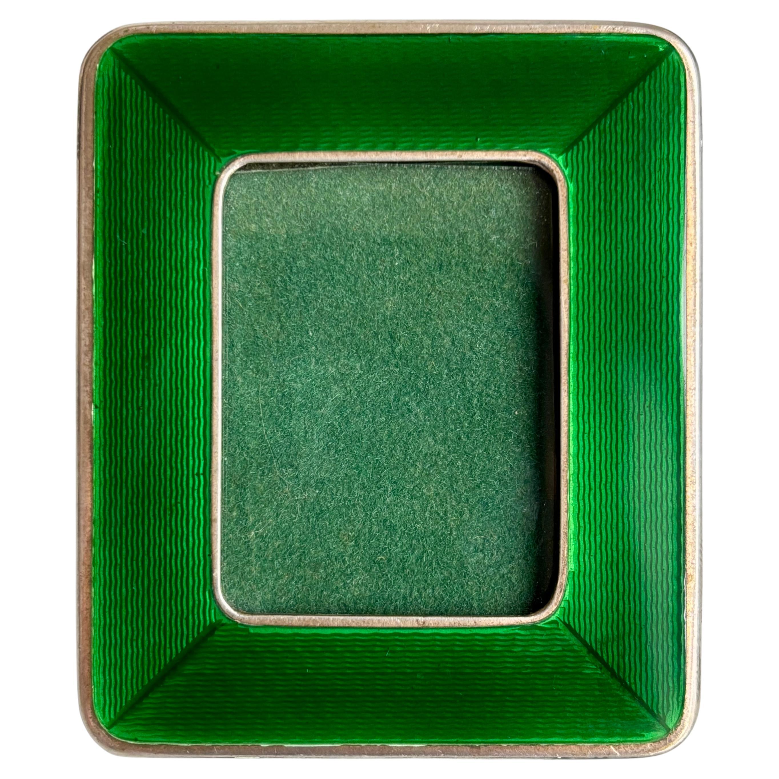Silver Salimbeni (attr.) Green Enamel Picture Frame For Sale