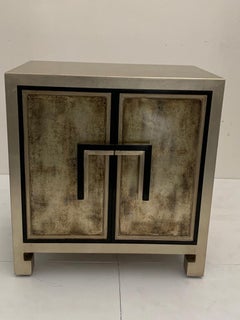 Small Silver Sideboard with Lacquered Profiles Black, USA, 1990s