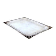 Small silver tray w/ floral frieze & shell corners