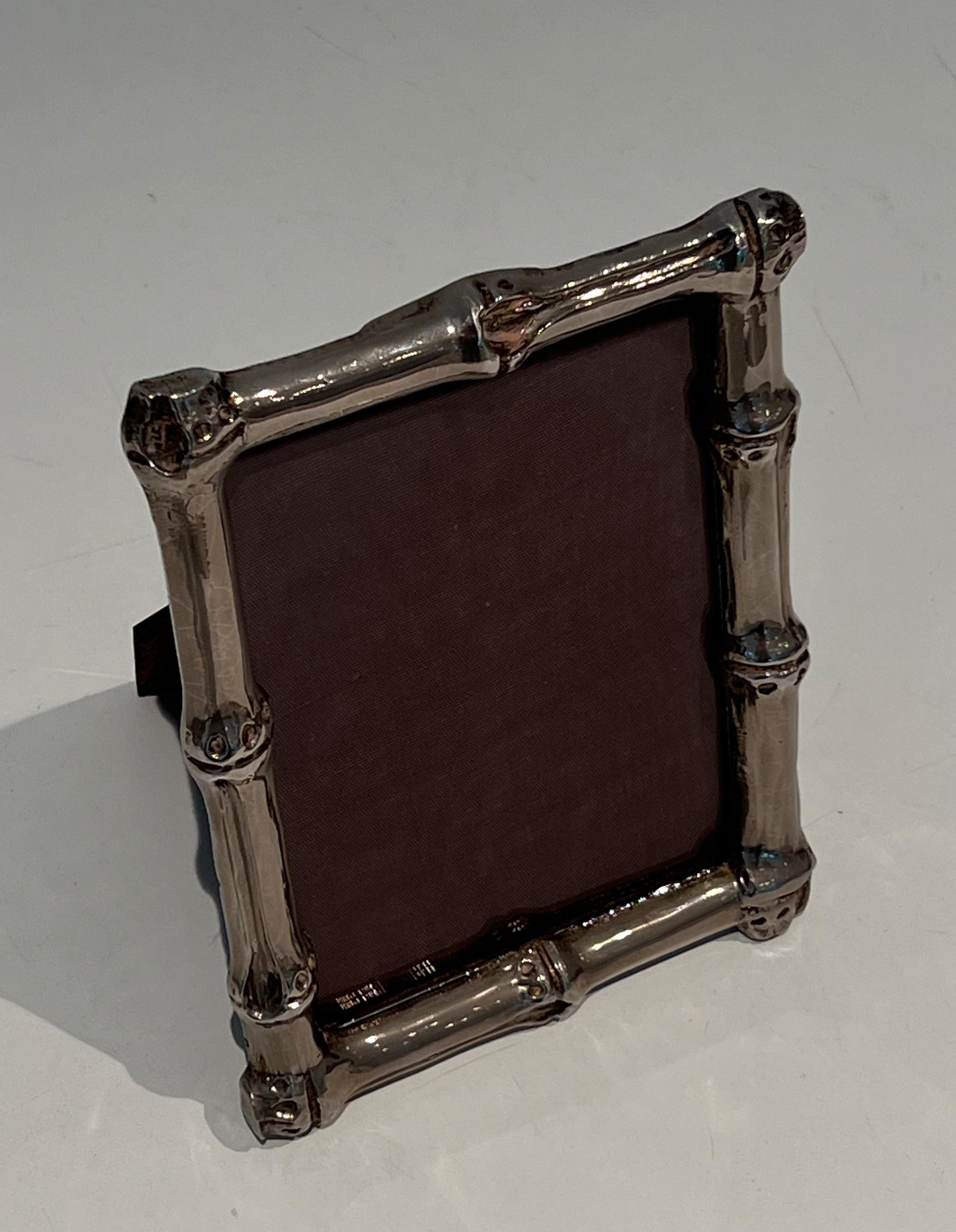 Kleiner Bilderrahmen aus versilberter Bronze von Maison Baguès (Mitte des 20. Jahrhunderts) im Angebot