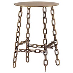 Petite table ronde Sing Sing en finition bronze par Fabio Bortolani & Mogg