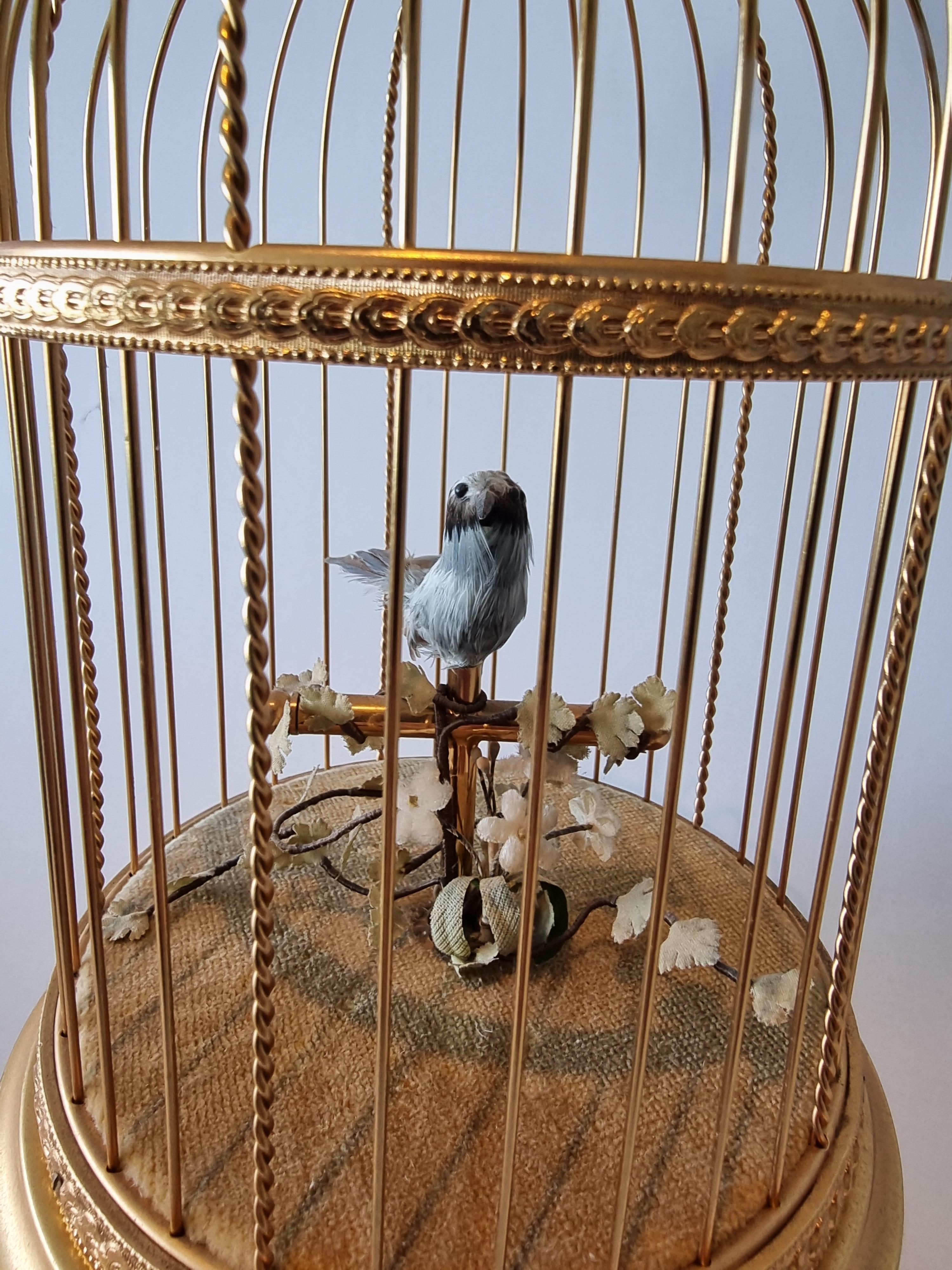 Gilt Small Singing Bird Cage by Reuge of Switzerland
