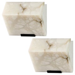 Small 'Single Block' Model #145 Alabaster Sconce in the Manner of Pierre Chareau