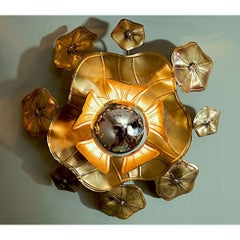 Small Single Brass Lotus Flower Light for wall or ceiling