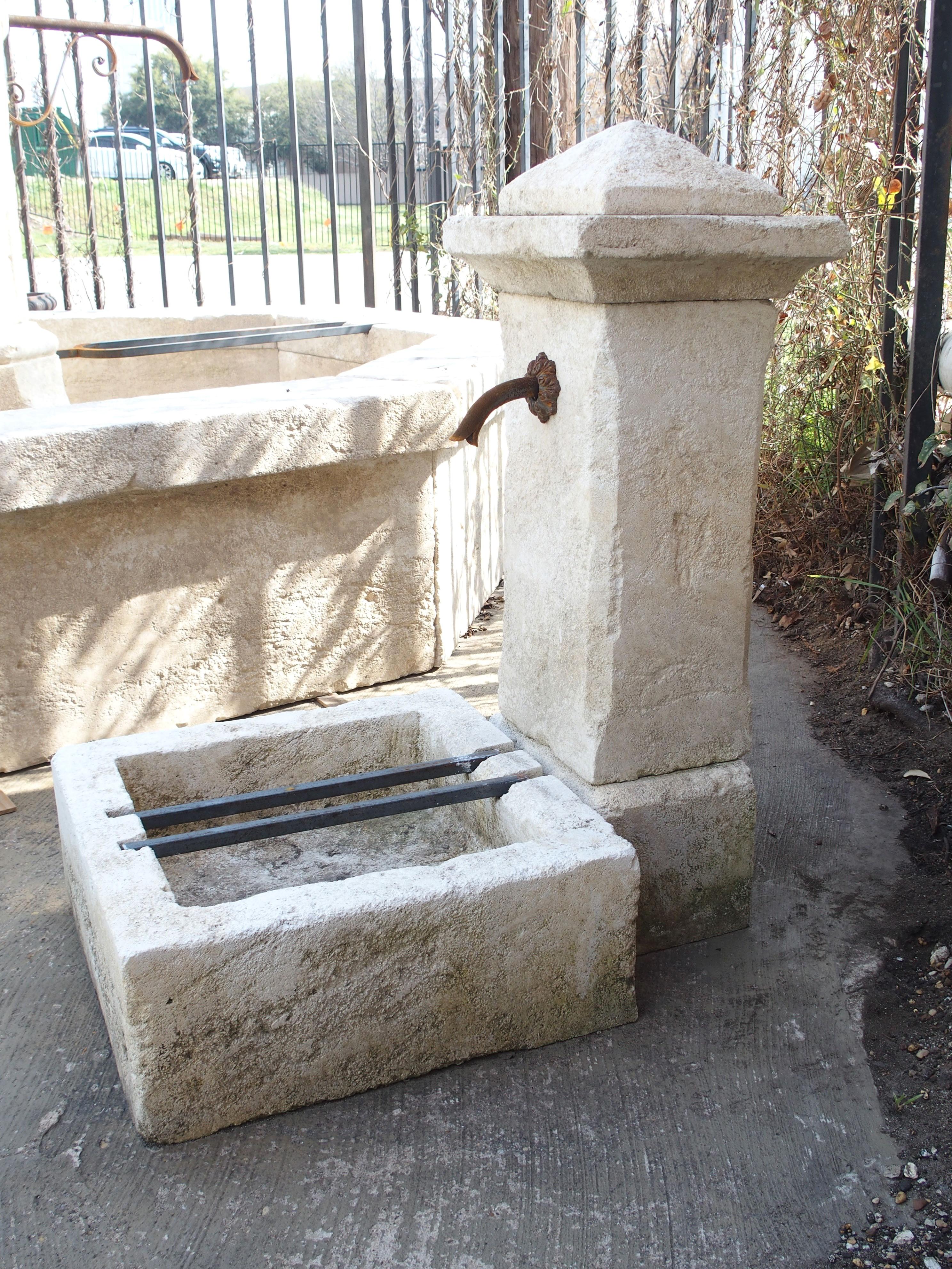 Small Single Pillar Freestanding Carved Limestone Fountain from Provence, France 5