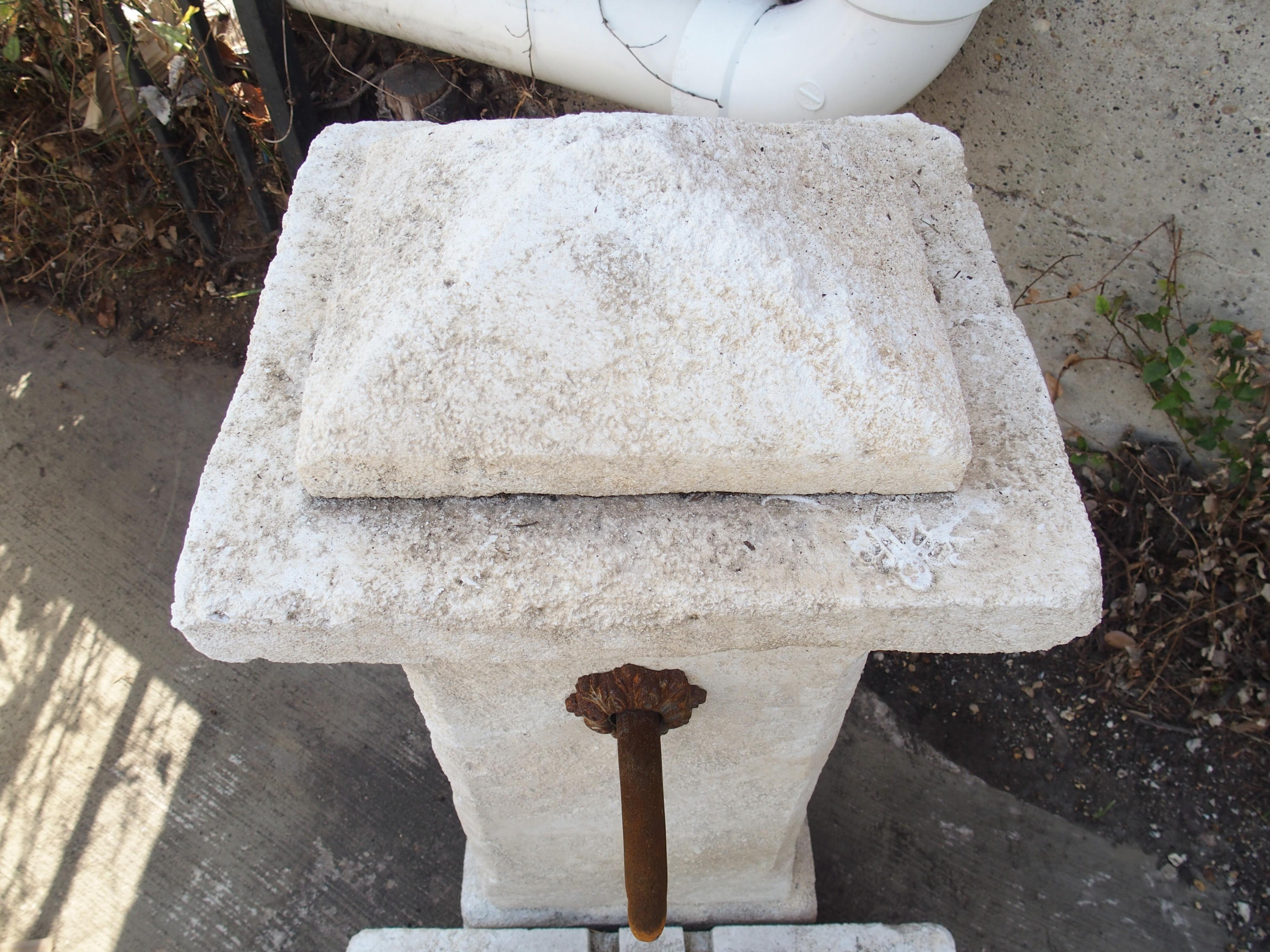 Small Single Pillar Freestanding Carved Limestone Fountain from Provence, France 1