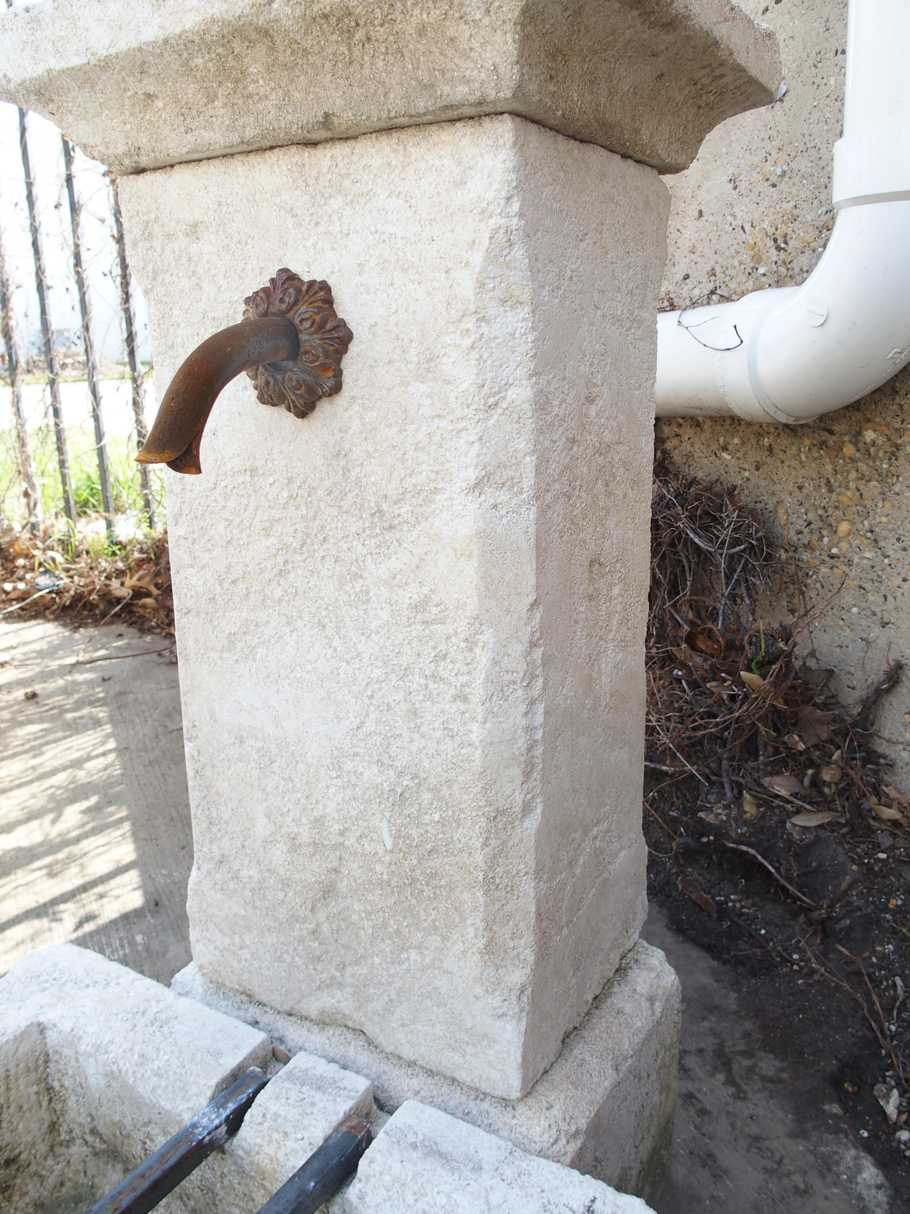 Small Single Pillar Freestanding Carved Limestone Fountain from Provence, France 2