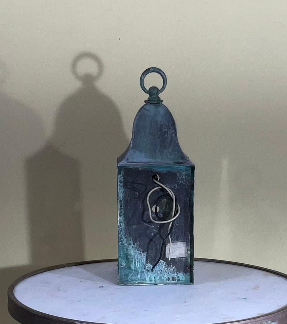 Hand-Crafted Small Single Vintage Handcrafted Wall-Mounted Brass Lantern For Sale