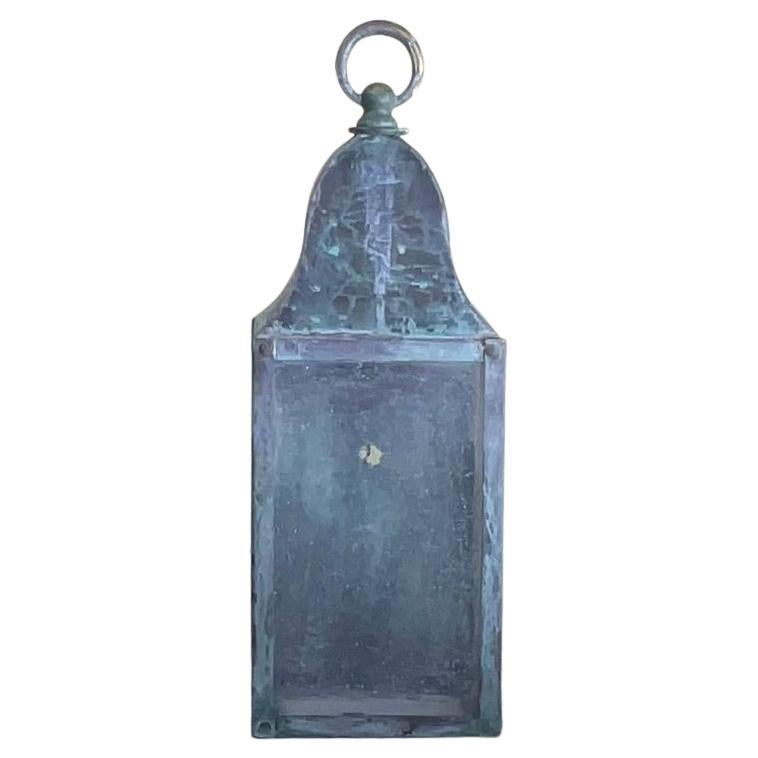 Small Single Vintage Handcrafted Wall-Mounted Brass Lantern For Sale
