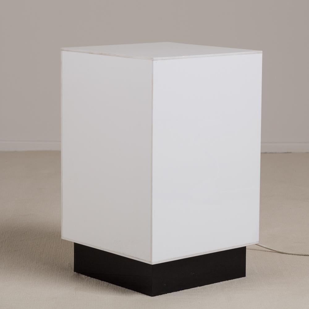 white acrylic side table