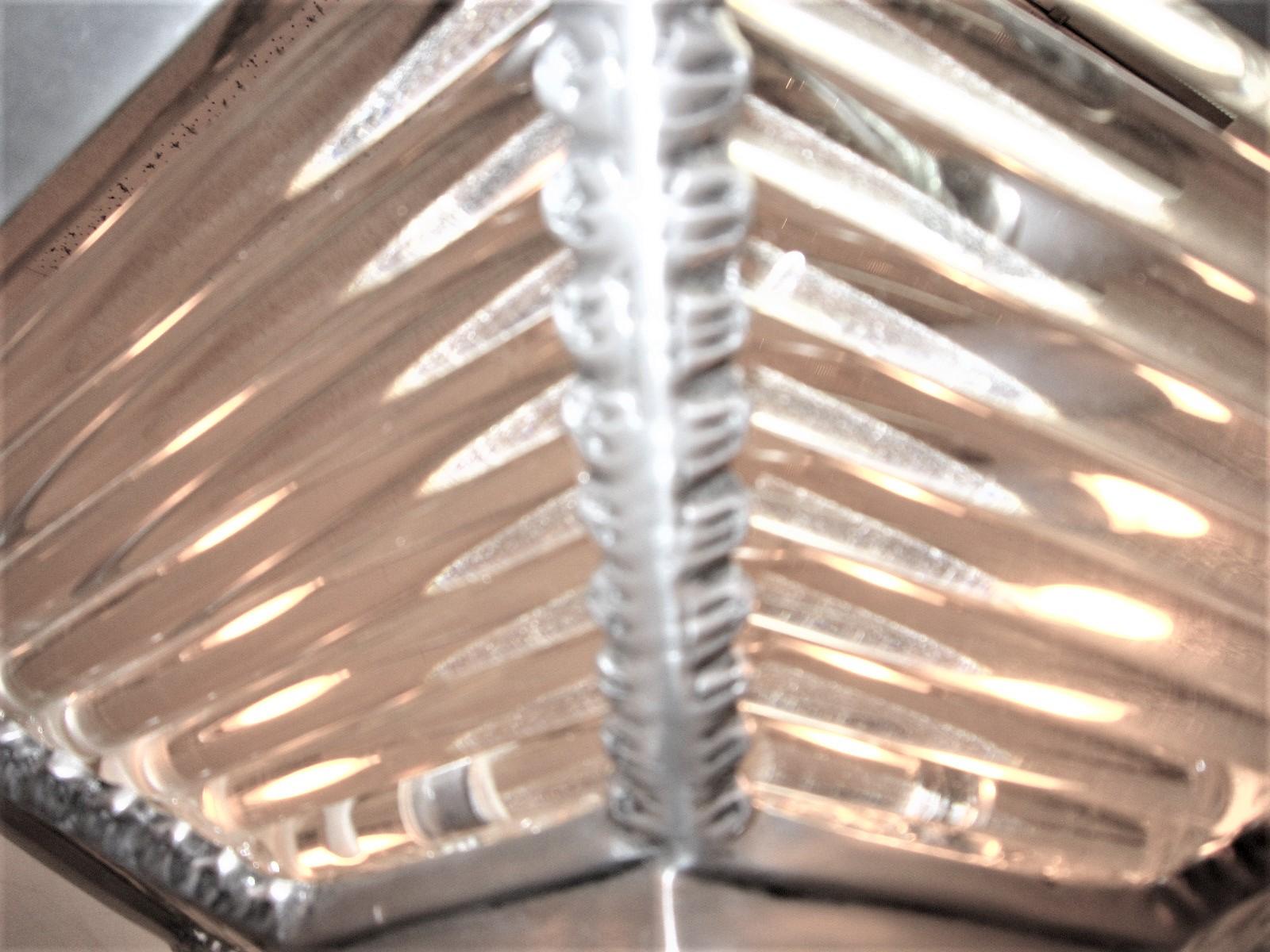 Small Six Sided Glass and Aluminum Art Deco Chandelier For Sale 8