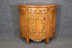 Small Size Adams Paint Decorated Demilune Commode Nightstand Wellington Hall