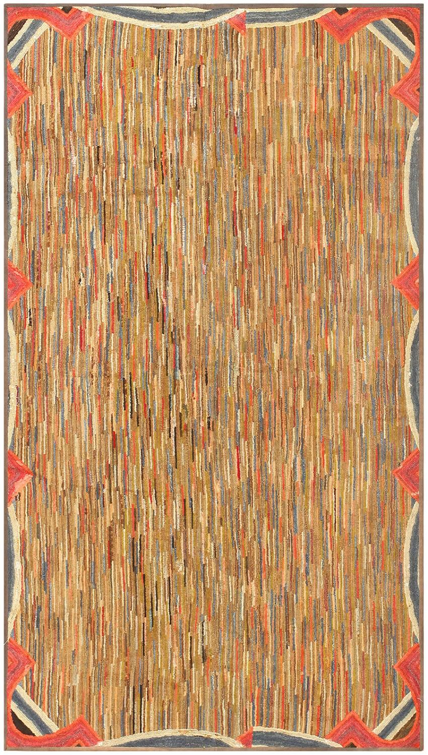 A Small Size American Antique Hooked Area Rug, Weaving Origin: United States, Rug Date: 1920’s
