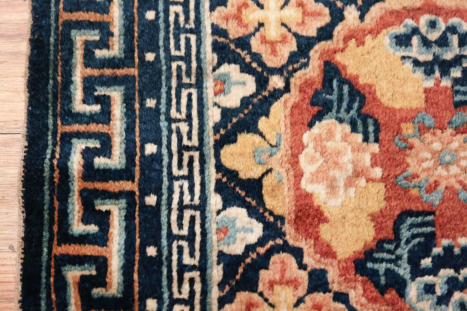 Hand-Knotted Small Size Antique Chinese Ningxia Rug