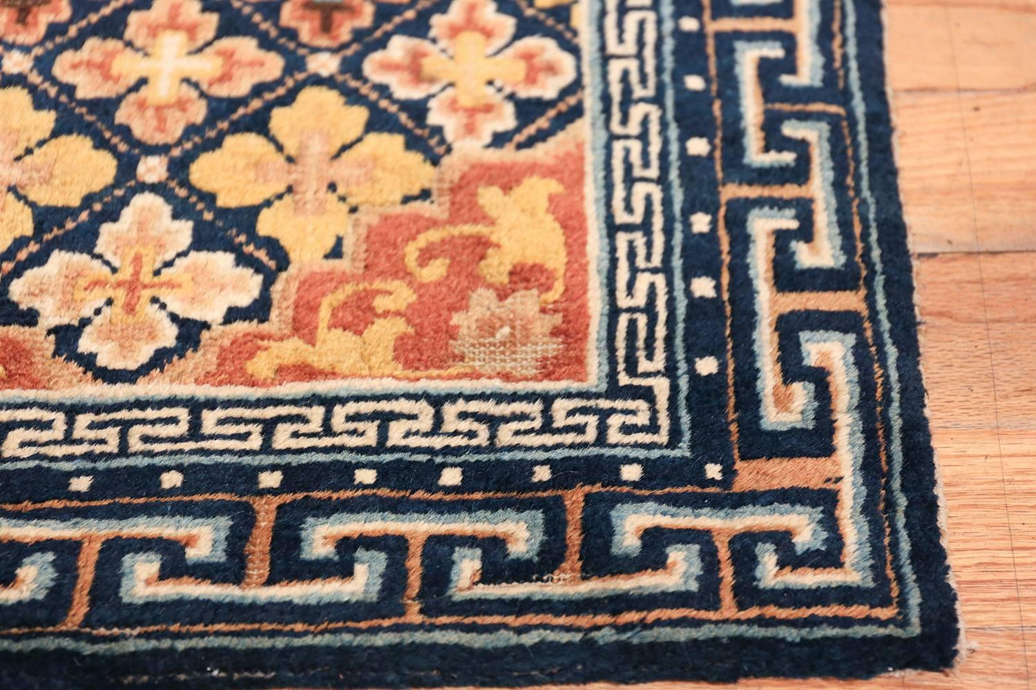 19th Century Small Size Antique Chinese Ningxia Rug