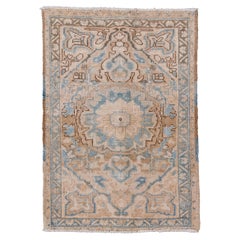 Small Size Retro Heriz Rug with a Muted Color Palette