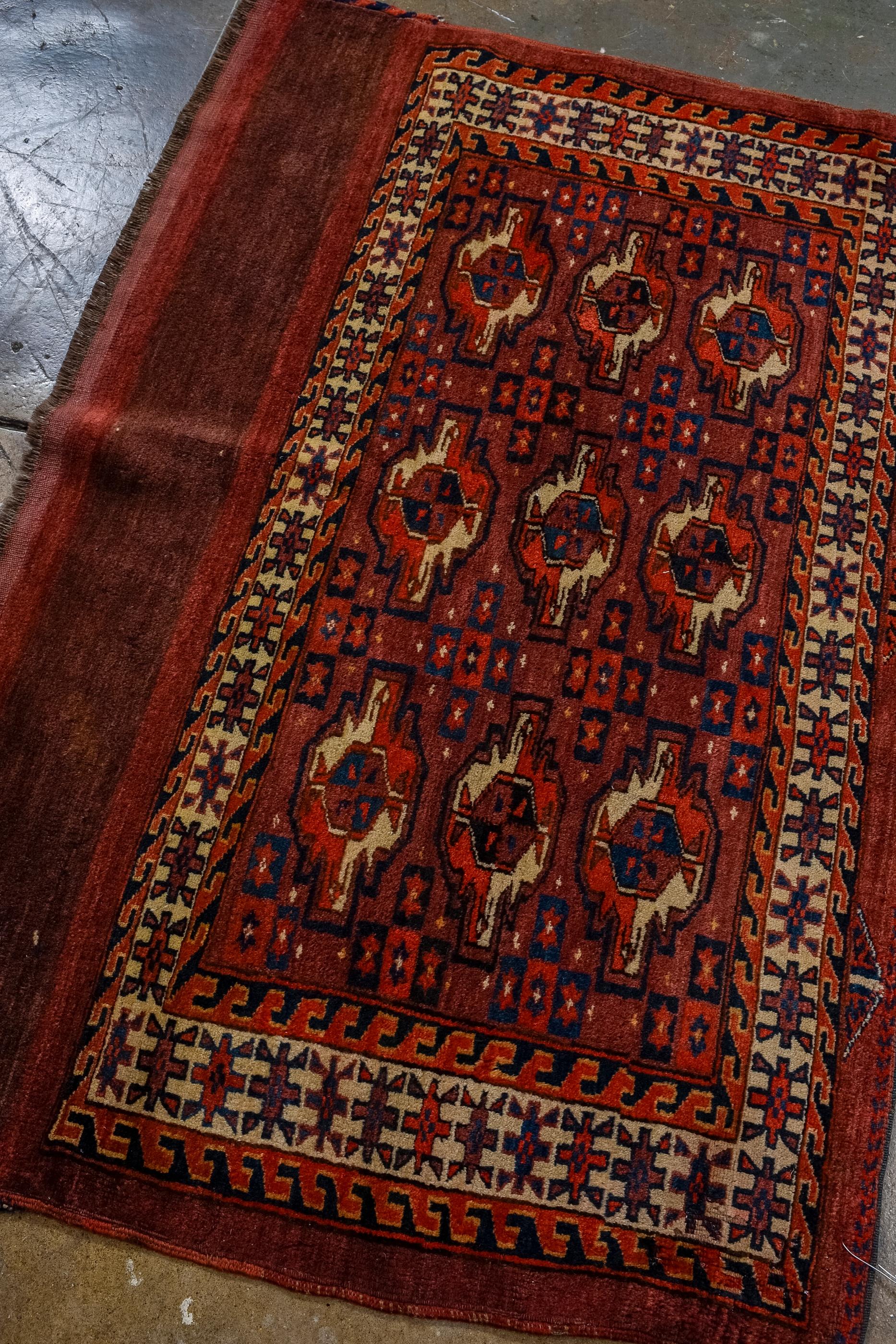 Turkish Small Size Antique Yamoud Rug For Sale