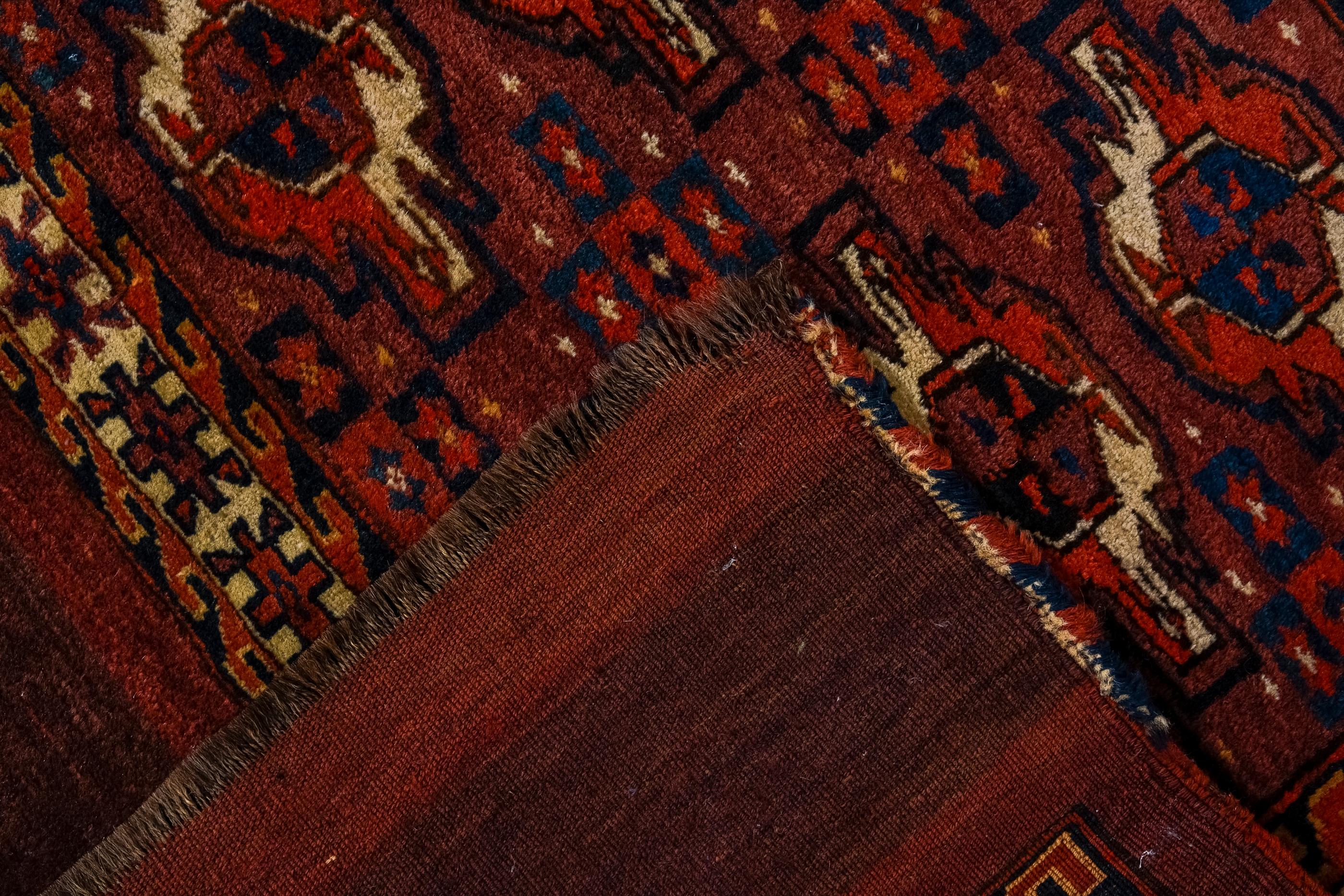 20th Century Small Size Antique Yamoud Rug For Sale