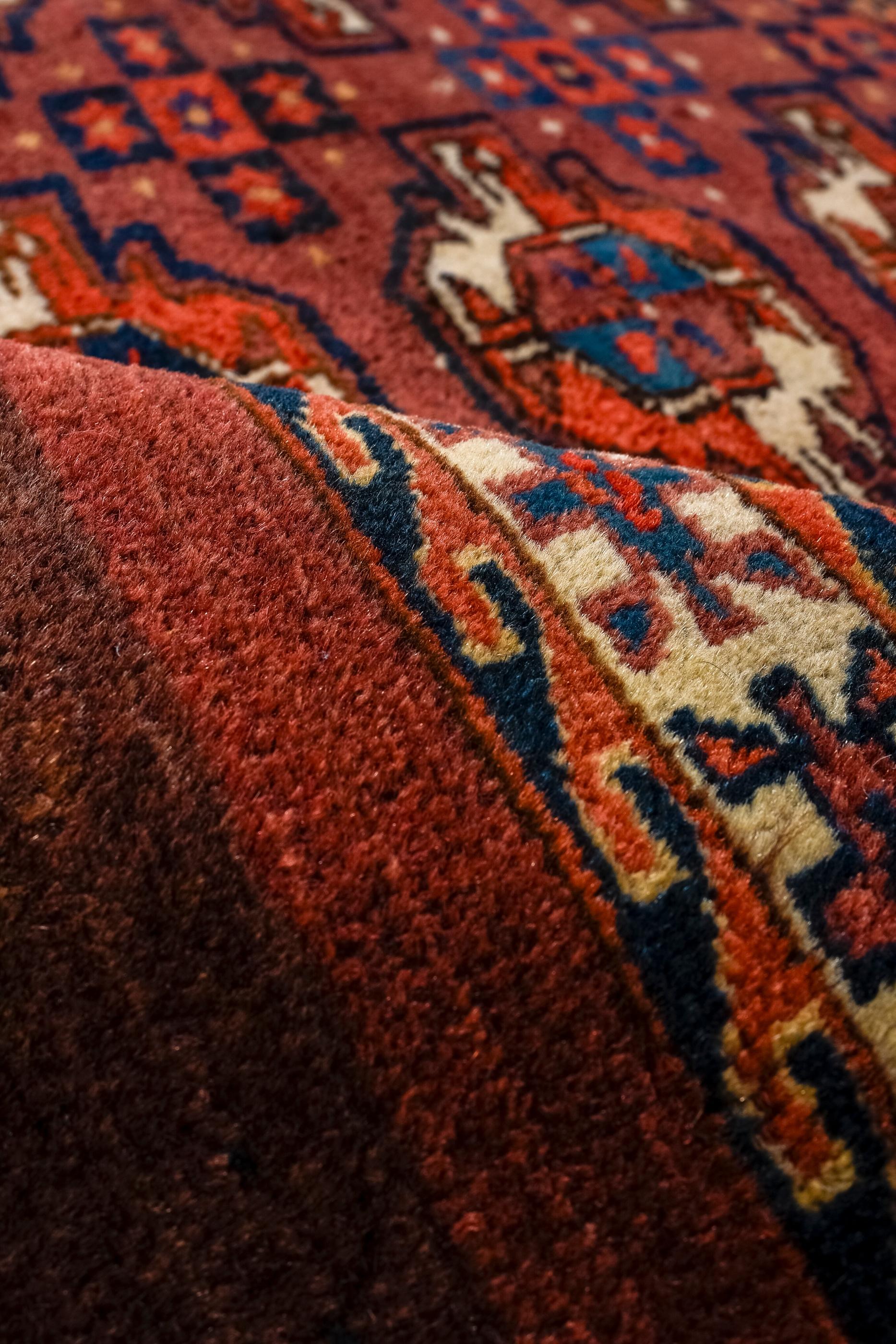 Wool Small Size Antique Yamoud Rug For Sale