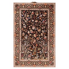 Petit tapis persan vintage luxueux à motifs floraux Qum de 3'4" x 5'