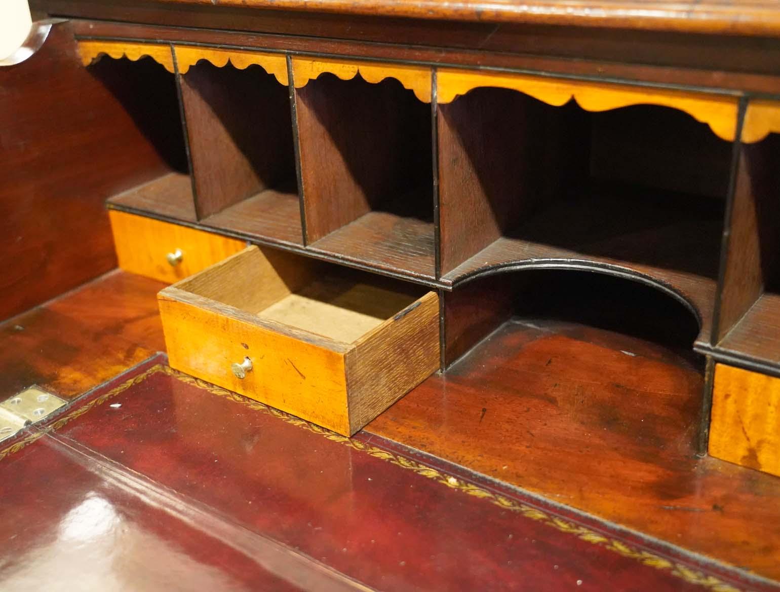Small Size George III Inlaid Mahogany and Satinwood Bookcase Secretary Desk 1