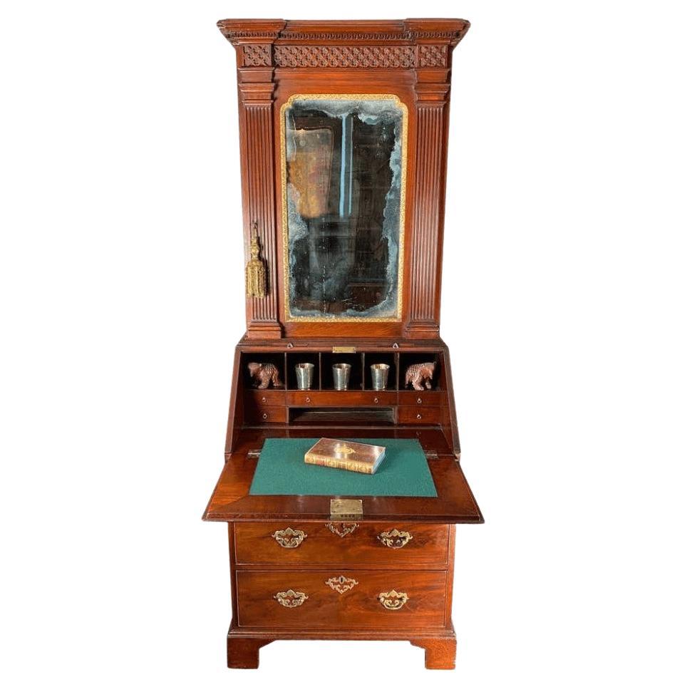 Small Size Mid-18th Century Mahogany Bureau Bookcase or Cabinet